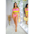 biquíni colorido com cores neon moda praia feminino verão blogueira (com bojo)