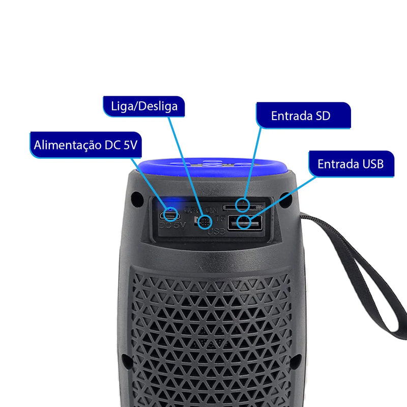 RGB, TWS, FM, Alto-falante Bluetooth Portátil