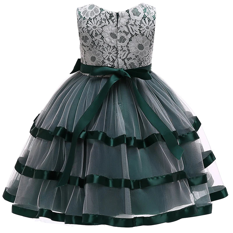 Vestidos de princesa menina rendas vestidos de flores elegantes, FRETE GRÁTIS