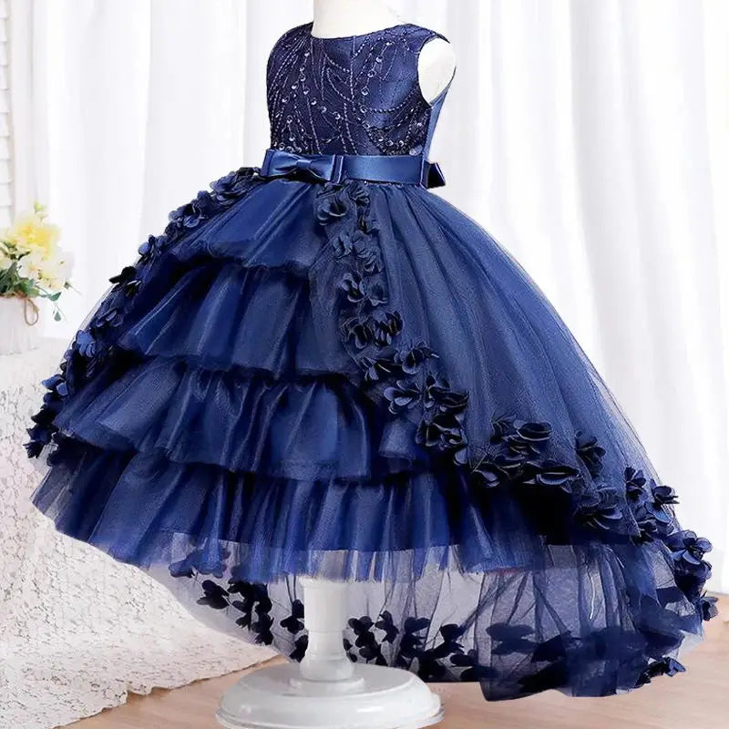 Vestido Tailcoat de festa com adesivo bordado, Infantil, FRETE GRÁTIS