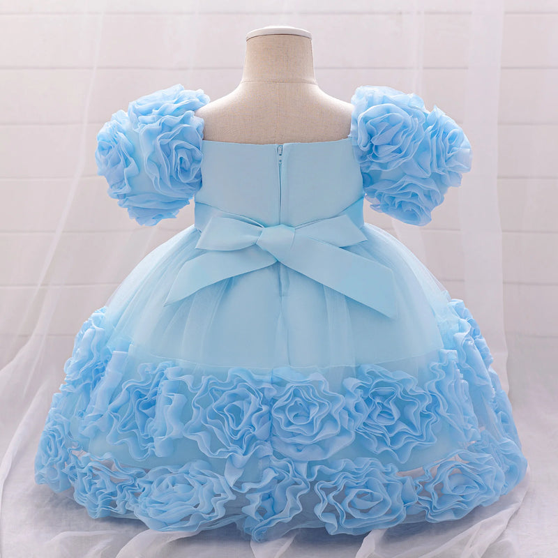 Vestido de festa de princesa com flor 3d, vestido de aniversário com laço, vestidos infantis, FRETE GRÁTIS