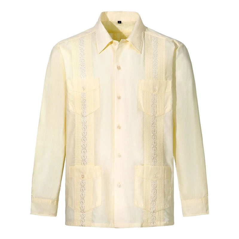 Camisa Masculina De Manga comprida guayabera da moda Cubana