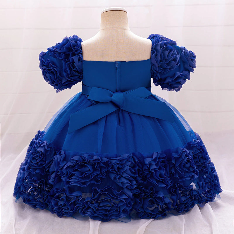 Vestido de festa de princesa com flor 3d, vestido de aniversário com laço, vestidos infantis, FRETE GRÁTIS