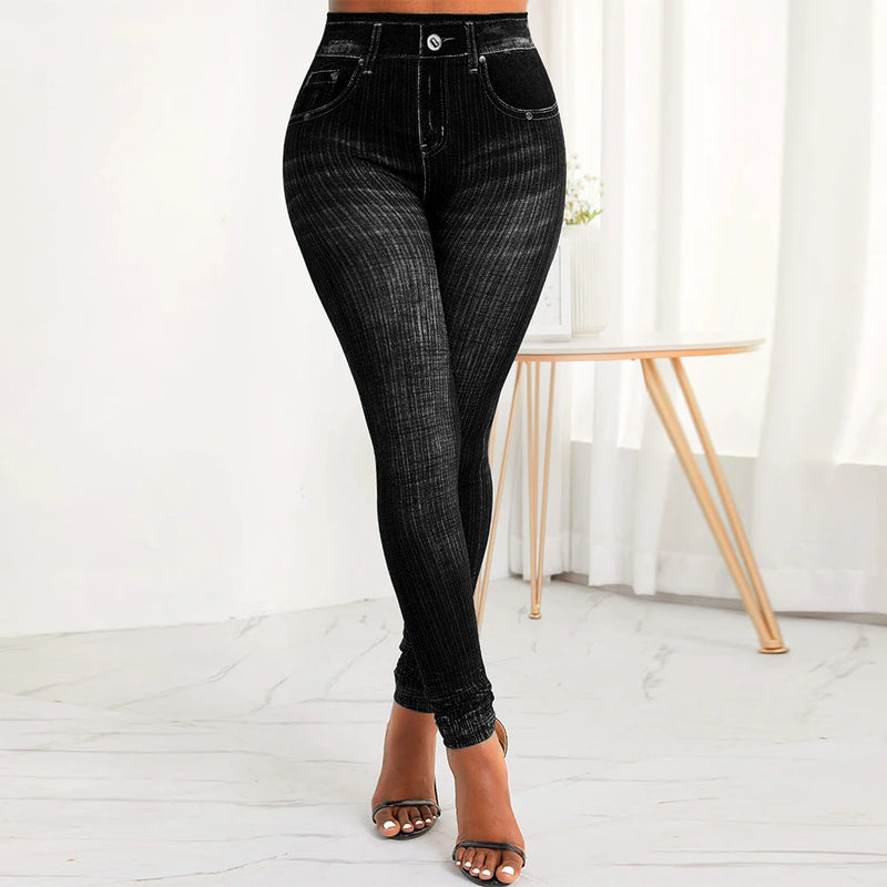 Calça jeans feminina de cintura alta, calça skinny elástica, FRETE GRÁTIS