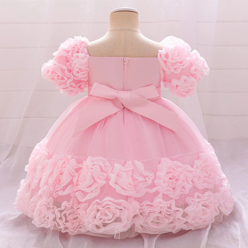 Vestido de festa de princesa com flor 3d, vestido de aniversário com laço, vestidos infantis, FRETE GRÁTIS