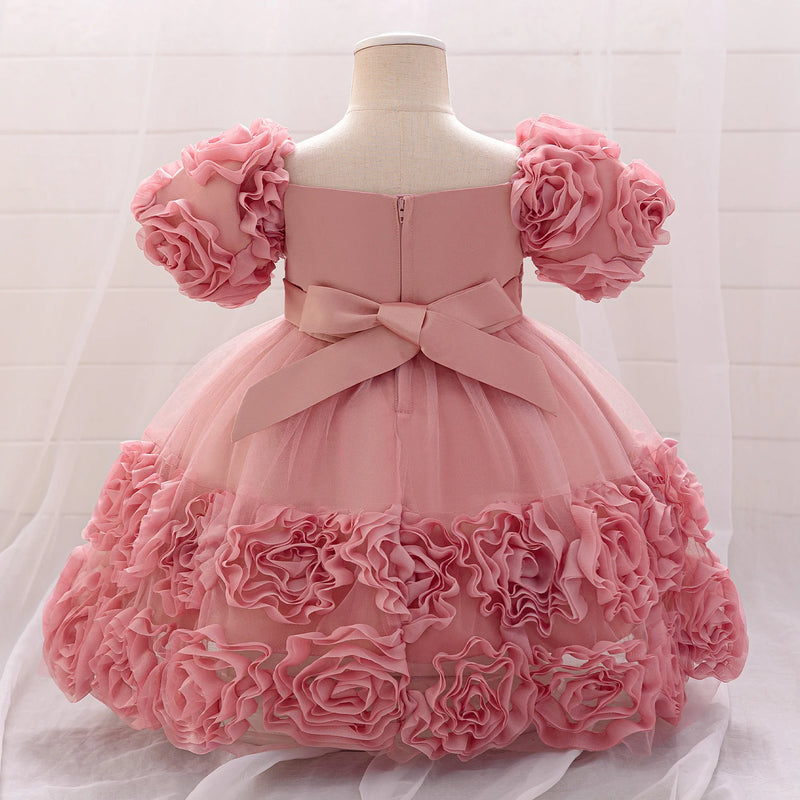 Vestido de festa de princesa com flor 3d, vestido de aniversário com laço, vestidos infantis, FRETE GRÁTIS