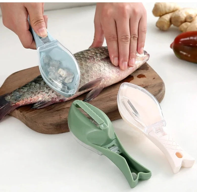 Raspador Escama De Peixe Manual Cozinha Com Armazenamento De Escama Criativo