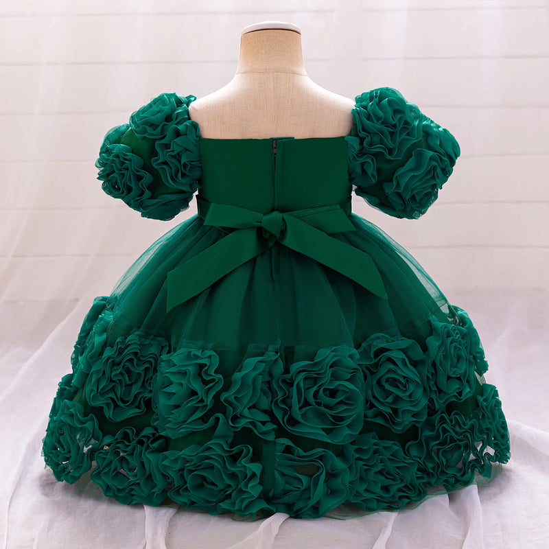 Vestido de festa de princesa com flor 3d, vestido de aniversário com laço, vestidos infantis, FRETE GRÁTIS