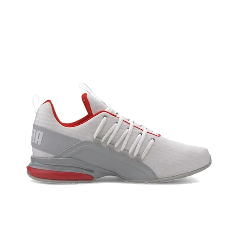 Tênis Puma Axelion Block Masculino, Low Top, Branco, Vermelho, Tênis Splice, Original, FRETE GRÁTIS