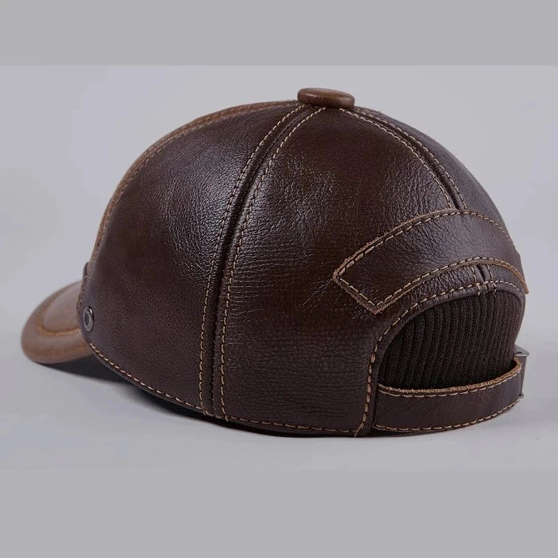 Bonés de beisebol retalhos de couro genuíno masculino, couro quente Golf Peaked Dome Chapéus FRETE grátis