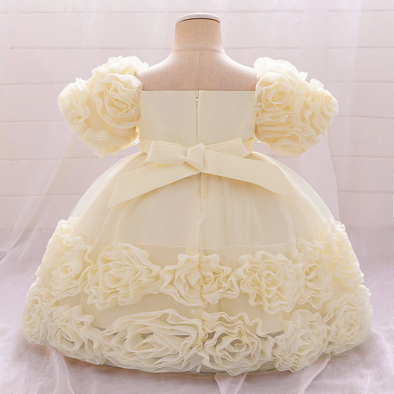 Vestido de festa de princesa com flor 3d, vestido de aniversário com laço, vestidos infantis, FRETE GRÁTIS