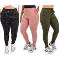 Kit 3 Calças Jogger Feminina Cintura Alta Elastano Bolsos