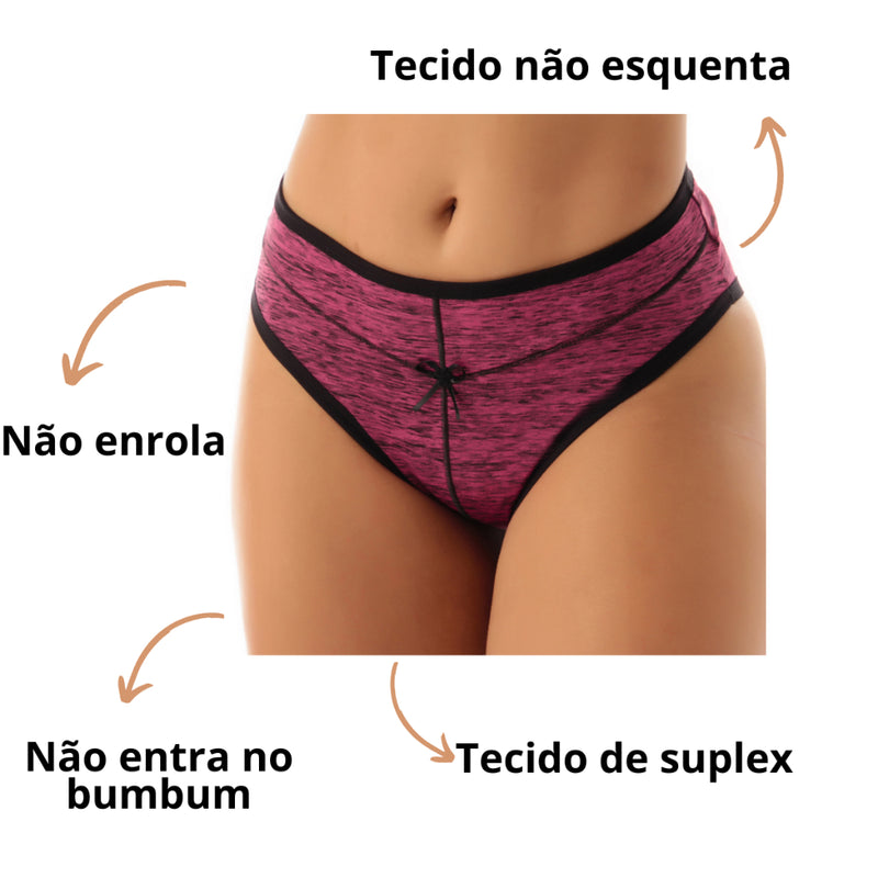 Kit 5 Calcinha Feminina Firmadora Suplex Cós Alto Forro 100% algodão FRETE GRÁTIS