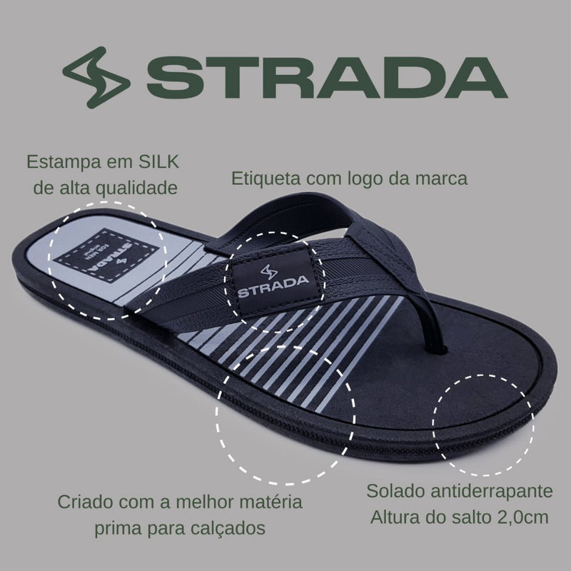 Kit 10 Pares Chinelo Sandália Masculino Adulto Básico Borracha Resistente Strada Classic Revenda FRETE GRÁTIS