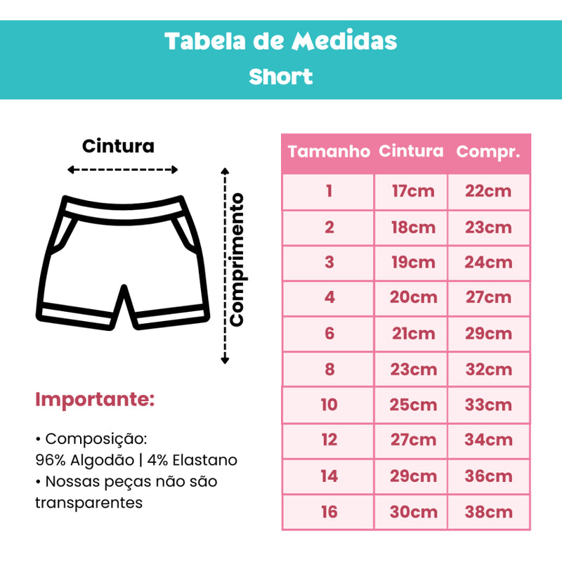 Kit 6 peças Infantil Verão Criança e Juvenil 3 Blusa + 3 Short de Algodão/ Cotton Tamanho 1 ao 16