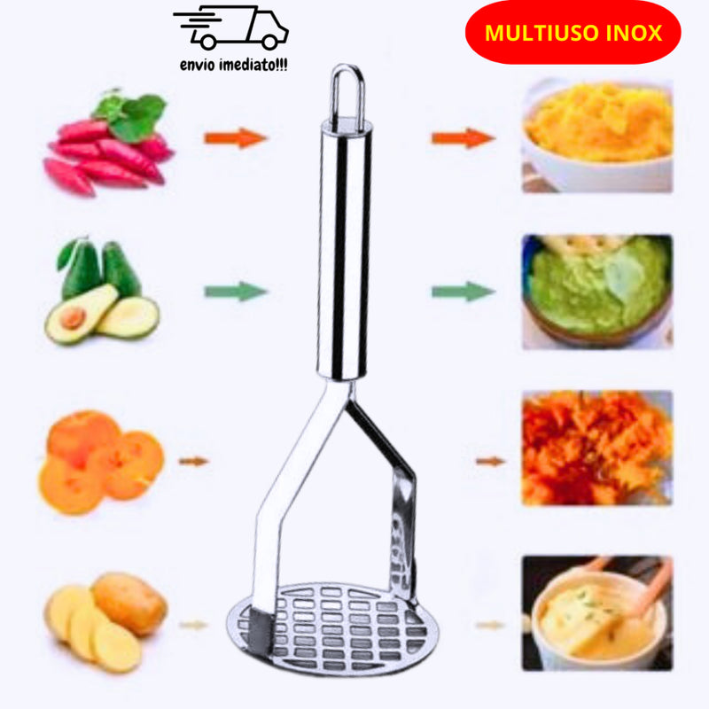 Kit Amassador de Batata + Descascador de Legumes 3 em 1 + Amassador de Alho Inox Utensilios Cozinha