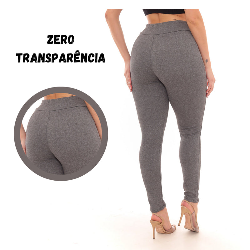 Calça Com Cinto Fake Malha Crepe Cintura Alta