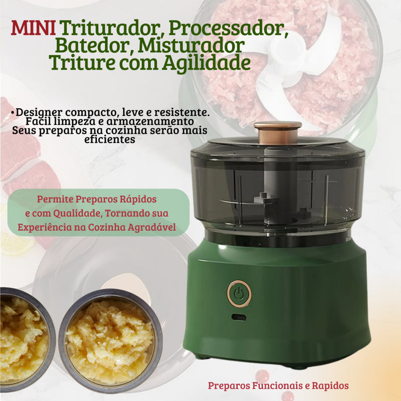 Mini Processador Recarregável E Batedor Triturador De Alimentos Turbo Potente Picador Fatiador Legumes Moedor Alho Cebola Mixer Usb