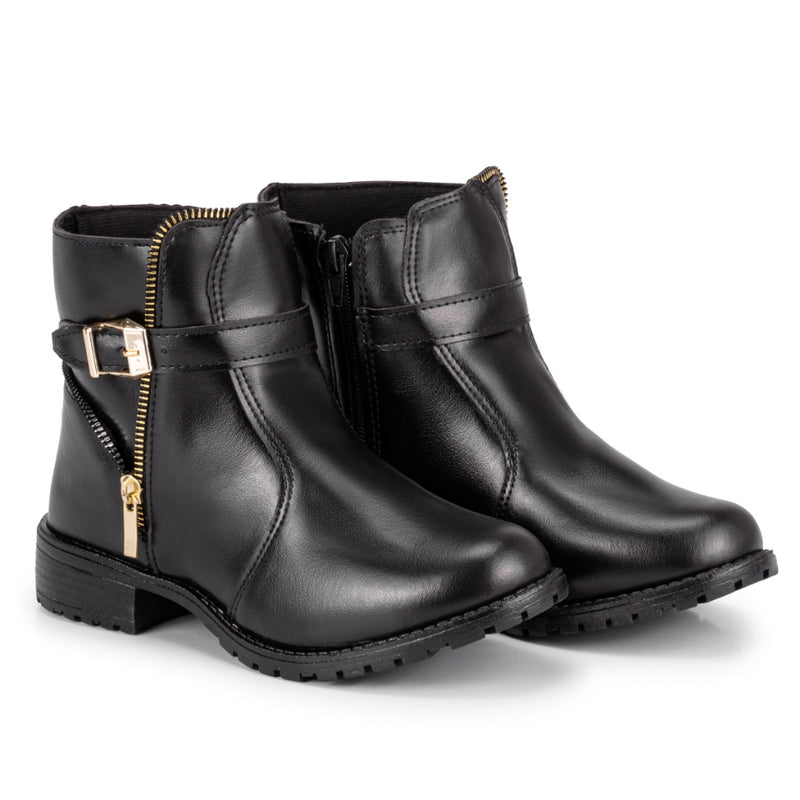 Bota Botinha Feminina Casual Cano Curto Sem Salto Moda Blogueira Inverno com Zíper