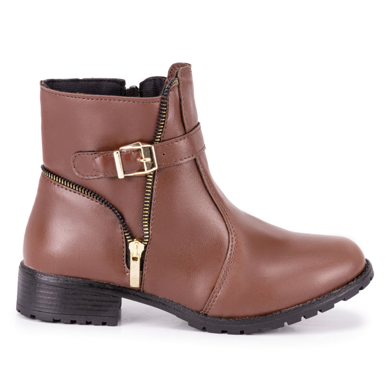 Bota Botinha Feminina Casual Cano Curto Sem Salto Moda Blogueira Inverno com Zíper