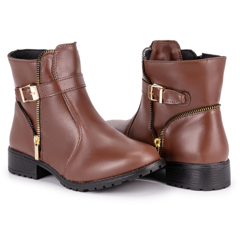 Bota Botinha Feminina Casual Cano Curto Sem Salto Moda Blogueira Inverno com Zíper