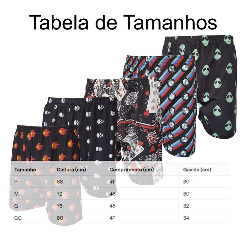 KIT 4 Shorts Samba Cançao Pijama Estampado Masculino Short Dormir