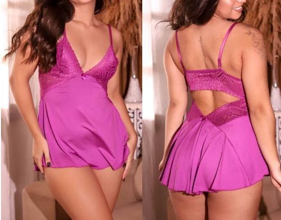 Kit 2 Camisola sexy com renda sem bojo costa nua sensual pijama roupa de dormi costas abertas FRETE GRÁTIS