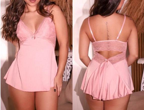 Kit 2 Camisola sexy com renda sem bojo costa nua sensual pijama roupa de dormi costas abertas FRETE GRÁTIS