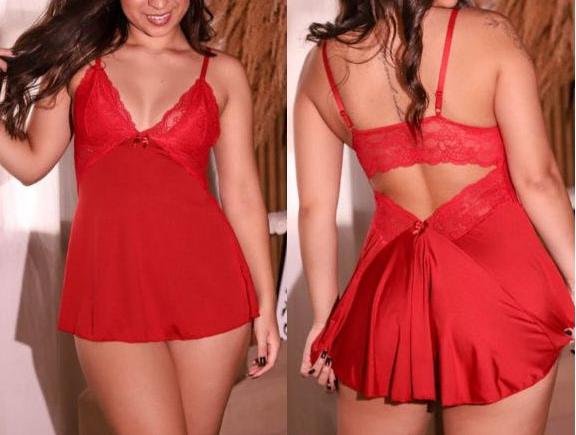 Kit 2 Camisola sexy com renda sem bojo costa nua sensual pijama roupa de dormi costas abertas FRETE GRÁTIS