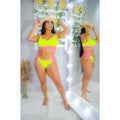 biquíni colorido com cores neon moda praia feminino verão blogueira (com bojo)