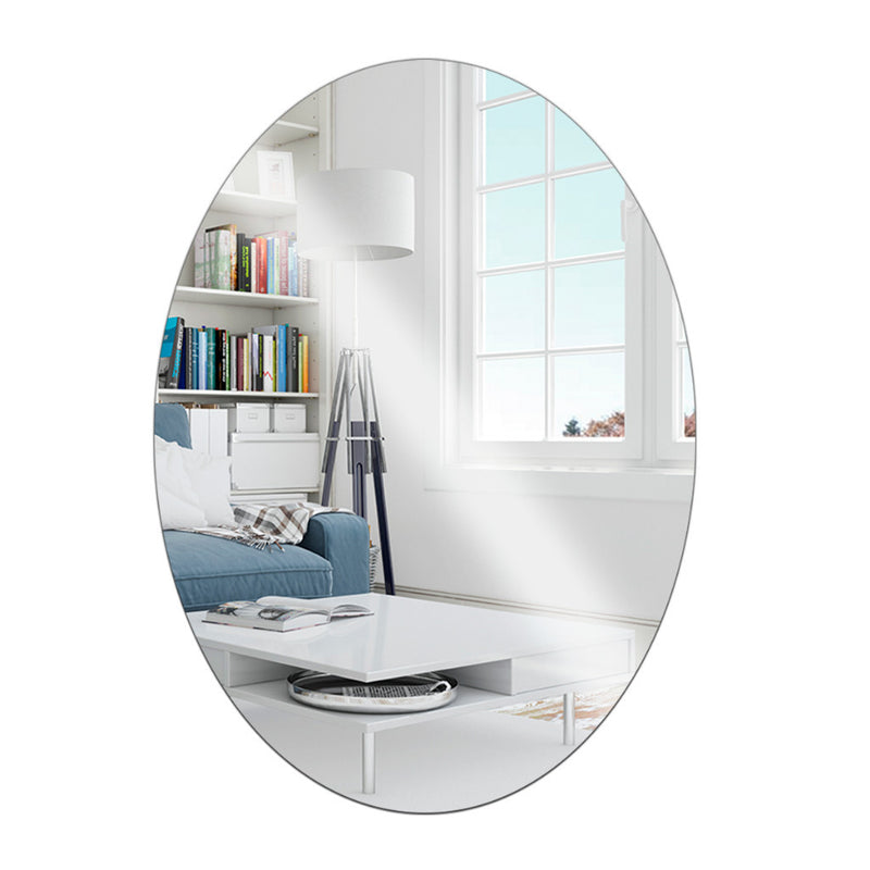 Kit 2 Espelho Placa Adesivo Oval Acrílico Sala Banheiro Decorativo, FRETE GRÁTIS