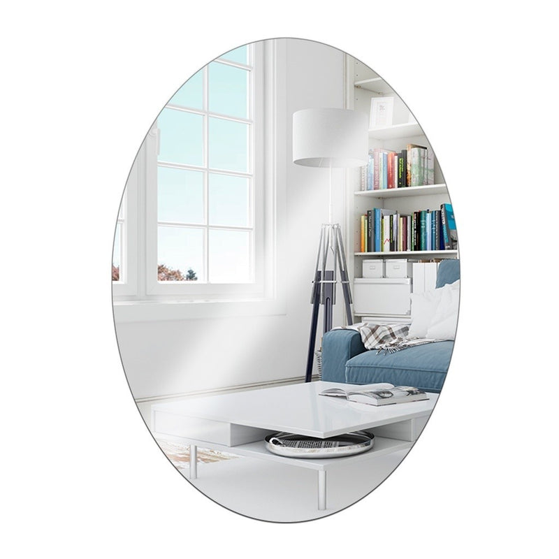 Kit 2 Espelho Placa Adesivo Oval Acrílico Sala Banheiro Decorativo, FRETE GRÁTIS