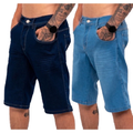 Kit 2 Bermudas Jeans Masculina Lycra Elastano Plus Size Shorts, FRETE GRÁTIS