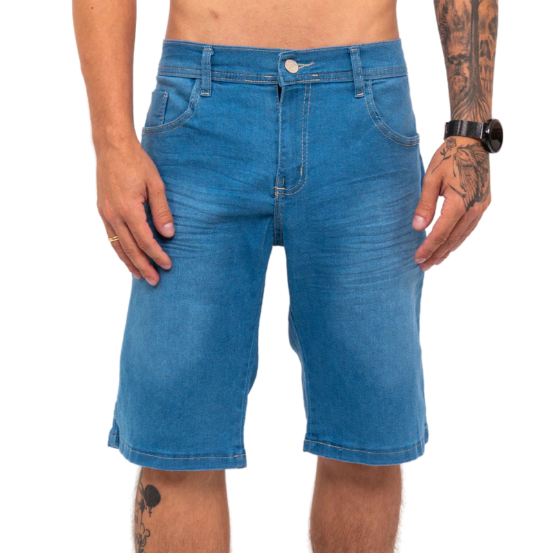 Kit 2 Bermudas Jeans Masculina Lycra Elastano Plus Size Shorts, FRETE GRÁTIS