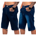 Kit 2 Bermudas Jeans Masculina Lycra Elastano Plus Size Shorts, FRETE GRÁTIS