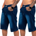 Kit 2 Bermudas Jeans Masculina Lycra Elastano Plus Size Shorts, FRETE GRÁTIS