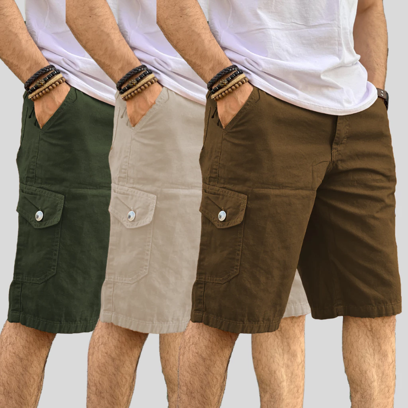 Kit 3 Bermuda Masculina Cargo Short Sarja 6 Bolsos Social, FRETE GRÁTIS